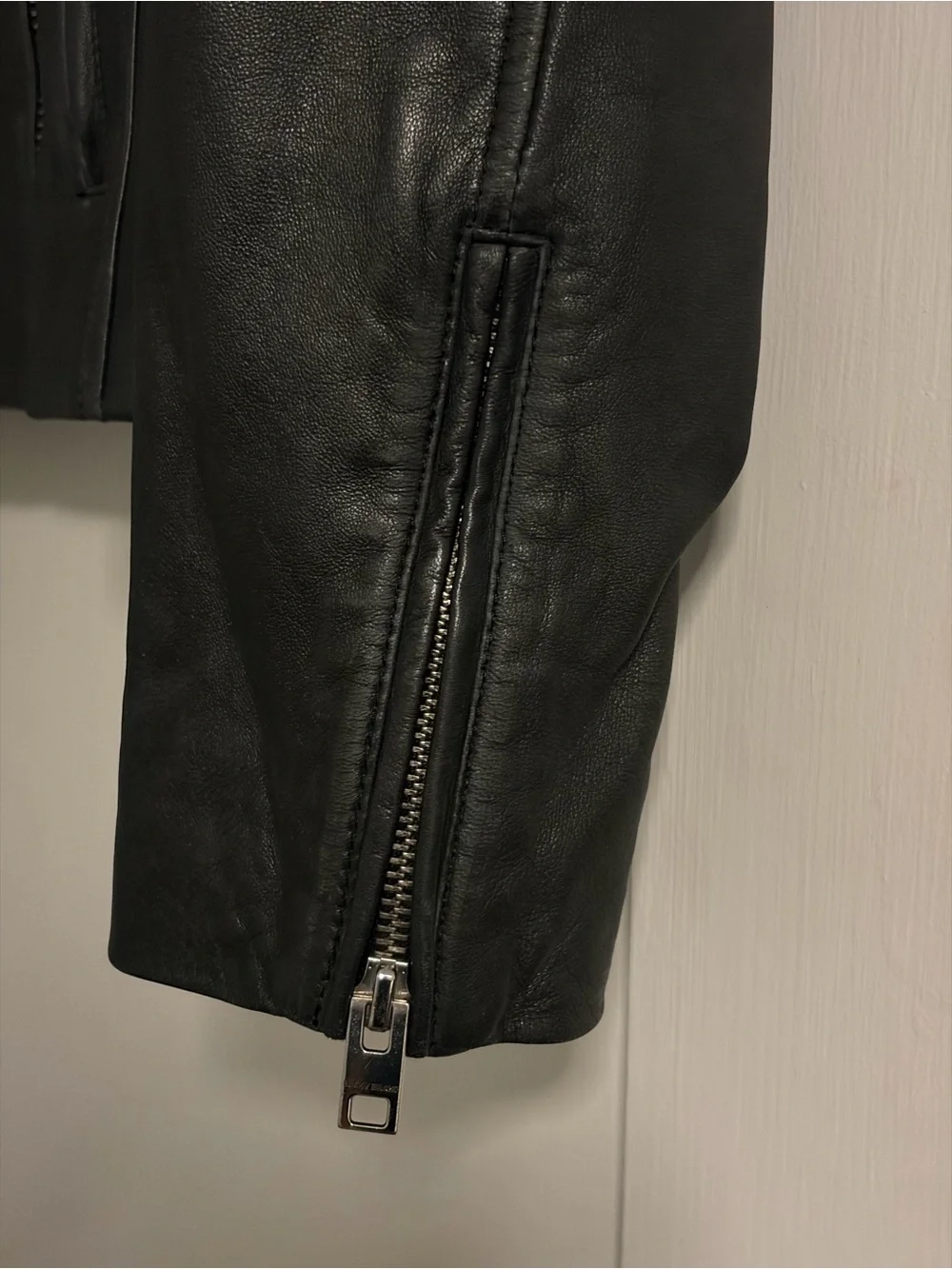 Lucky Brand Black Leather Asymmetrical Moto Jacket | Size M